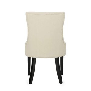 Christopher Knight Home Gwendolyn Contemporary Tufted Fabric Dining Chairs (Set of 4), Beige, Espresso