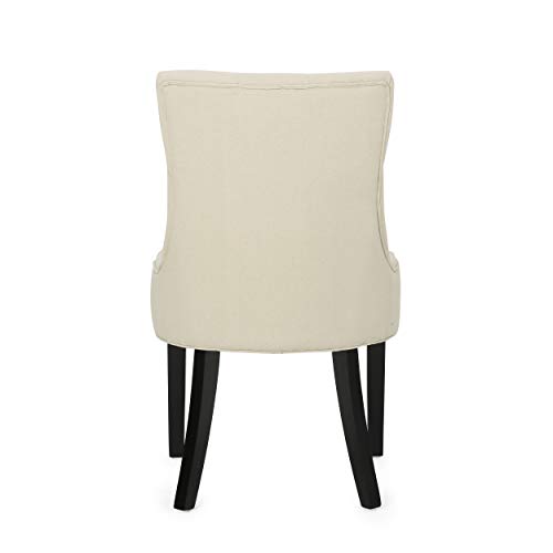 Christopher Knight Home Gwendolyn Contemporary Tufted Fabric Dining Chairs (Set of 4), Beige, Espresso