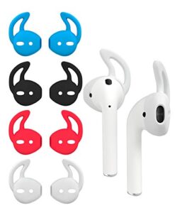 ear hooks covers anti slip soft silicone tips for earphones headphones universal one size - 5 pairs (black, blue, clear, red, white)