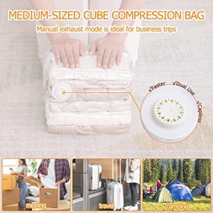 Cube Vacuum Storage Bags Space Saver Vacuum Seal Bags Large Compressed Vacuum Bags for Comforters, Blanket, Clothes, Bedding, Sheet, Pillow, Closet Organizers (3 Medium, 3 Large)