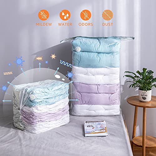 Cube Vacuum Storage Bags Space Saver Vacuum Seal Bags Large Compressed Vacuum Bags for Comforters, Blanket, Clothes, Bedding, Sheet, Pillow, Closet Organizers (3 Medium, 3 Large)