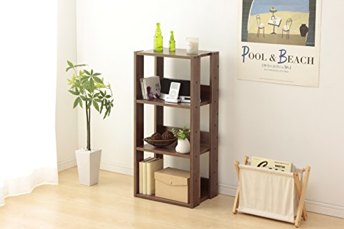 IRIS USA 3-Shelf Space Saving Open Wood Shelving Set, 2 Pack, Dark Brown