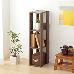 IRIS USA 3-Shelf Space Saving Open Wood Shelving Set, 2 Pack, Dark Brown