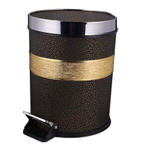 garneck foot pedal trash can garbage can kitchen waste bin with lid stainless steel leather for bathroom kitchen living room (black)