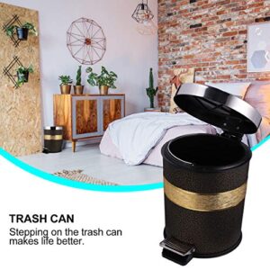 Garneck Foot Pedal Trash Can Garbage Can Kitchen Waste Bin with Lid Stainless Steel Leather for Bathroom Kitchen Living Room (Black)