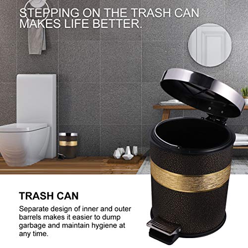 Garneck Foot Pedal Trash Can Garbage Can Kitchen Waste Bin with Lid Stainless Steel Leather for Bathroom Kitchen Living Room (Black)