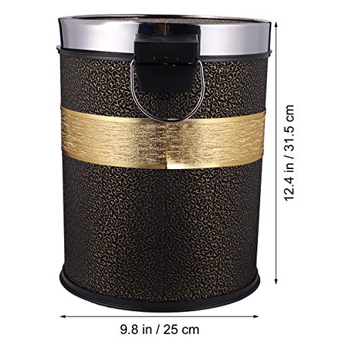 Garneck Foot Pedal Trash Can Garbage Can Kitchen Waste Bin with Lid Stainless Steel Leather for Bathroom Kitchen Living Room (Black)