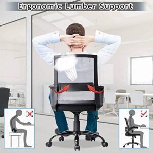 Ergonomic Office Chair Desk Chair Mid Back Computer Chair with Lumbar Support & Armrest Breathable Mesh Height Adjustable Rolling Swivel Task Executive Chair for Women Men, Set of 2, Black