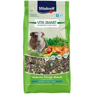 vitakraft vita smart guinea pig food - complete nutrition - premium fortified blend with timothy hay for guinea pigs, 8 pound (pack of 1)