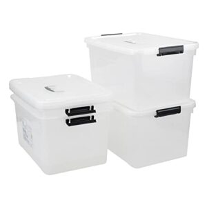 cadineus 17.5 liter clear boxes, plastic storage bin with lid set of 4
