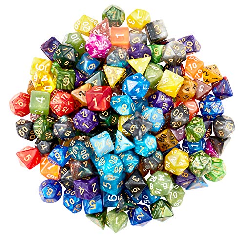 DND Dice Set (140 Pieces), Huuancy Polyhedral Dice for Dungeons and Dragons DND RPG MTG Table Games with 1 Large Flannel Bag, 20 Colors