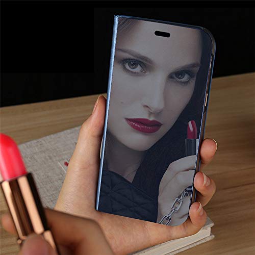 ISADENSER Huawei P40 Lite Case Huawei Nova 7i Case for Women With Clear View Flip Plating Mirror Makeup Glitter Slim Shockproof Full 360 Body Protective Mirror Case for Huawei P40 Lite Mirror Purple