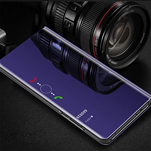 ISADENSER Huawei P40 Lite Case Huawei Nova 7i Case for Women With Clear View Flip Plating Mirror Makeup Glitter Slim Shockproof Full 360 Body Protective Mirror Case for Huawei P40 Lite Mirror Purple