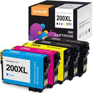 ziprint remanufactured ink cartridge replacement for epson 200xl t200xl use for workforce xp-410 wf-2540 wf-2530 xp-310 xp-400 xp-200 wf-2520 xp-300 printer (2 black, 1 cyan, 1magenta, 1 yellow)