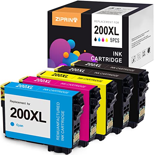 ZIPRINT Remanufactured Ink Cartridge Replacement for Epson 200XL T200XL use for Workforce XP-410 WF-2540 WF-2530 XP-310 XP-400 XP-200 WF-2520 XP-300 Printer (2 Black, 1 Cyan, 1Magenta, 1 Yellow)