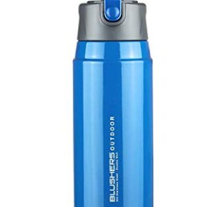 Blushers 650ml (22oz) Double Wall Vacuum Insulated 304 Stainless Steel To Go Travel Mug, One Touch Lock Lid Thermos Water Bottle (Blue - 3 Piece Set)