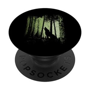 twilight forest romantic howling wolf silhouette popsockets popgrip: swappable grip for phones & tablets