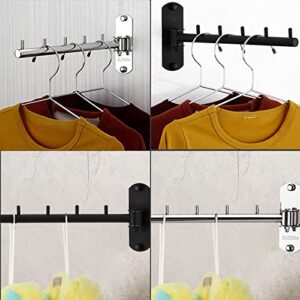 Zivisk Folding Wall Mounted Clothes Hanger Rack with Swing Arm Stainless Steel Heavy Duty Coat Hook for Bathroom, Bedroom, Laundry Room- Silver