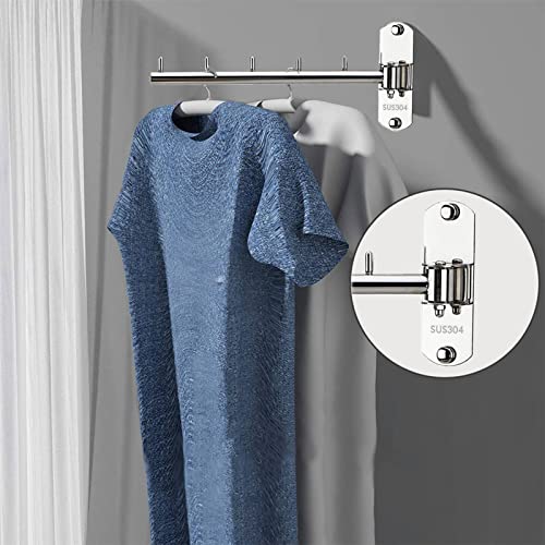 Zivisk Folding Wall Mounted Clothes Hanger Rack with Swing Arm Stainless Steel Heavy Duty Coat Hook for Bathroom, Bedroom, Laundry Room- Silver