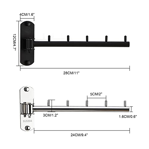 Zivisk Folding Wall Mounted Clothes Hanger Rack with Swing Arm Stainless Steel Heavy Duty Coat Hook for Bathroom, Bedroom, Laundry Room- Silver