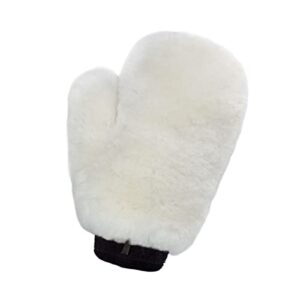 gracefur car wash mitt real sheepskin wash mitt ultra-soft extra large size scratch-free wash mitt (fingers, white)