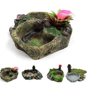 iFCOW Resin Feeder Bowl, Reptile Water Dish Food Bowl Resin Feeder Bowl for Tortoise Lizard