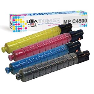 made in usa toner compatible replacement for ricoh mp c3500 mp c4500 888604 888605 888606 888607 (black, cyan, yellow, magenta, 4 pack)