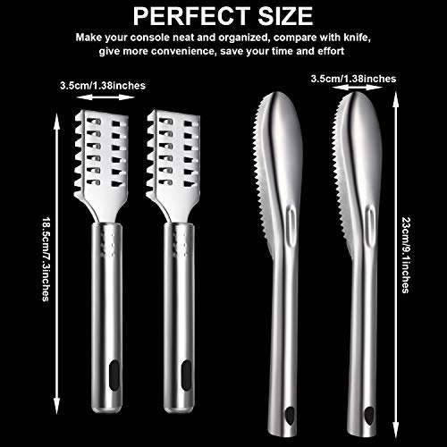 4 Pieces Fish Scaler Remover Fish Scaler Brush Set Stainless Steel Sawtooth Scarper Remover with Ergonomic Handle for Kitchen Tool Faster and Easier Fish Scales Skin Removing Peeling