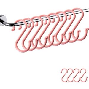 pack of 12 plastic hanging s-hooks, moiky creative multi purpose plastic s shaped double head hanger hooks, large (4.7 inch), pink