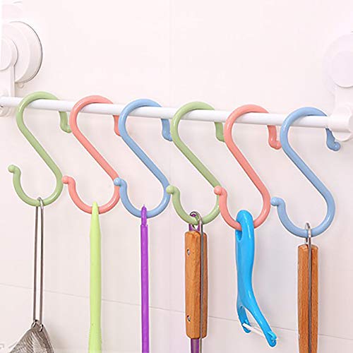 Pack of 12 Plastic Hanging S-Hooks, MOIKY Creative Multi Purpose Plastic S Shaped Double Head Hanger Hooks, Large (4.7 Inch), Pink