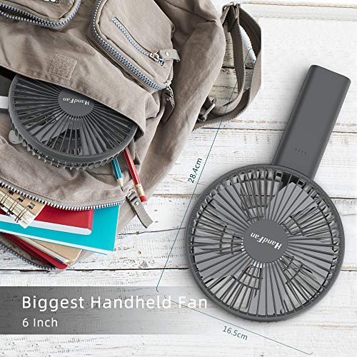 HandFan 6 Inch Handheld Fan 4000mAh Battery Operated Fan 6 Settings Personal Desktop Fan with 5-34H Working Time Removable Base Strong Airflow for Home Office Campimg Hot Flashes Outdoor Sports