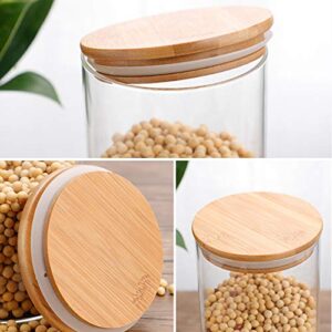 14oz/400ml Clear Glass Food Storage Containers Set Airtight Food Jars with Bamboo Wooden Lids Kitchen Canisters For Sugar, Candy, Cookie, Rice and Spice Jars - Set of 12