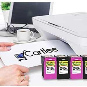 Cartlee 4 Remanufactured PG-245xl CL-246xl High Yield Ink Cartridges Replacement for iP2820 MG2420 MG2920 MG2922 MG2520 MG2924 MX492 Shows Ink Level