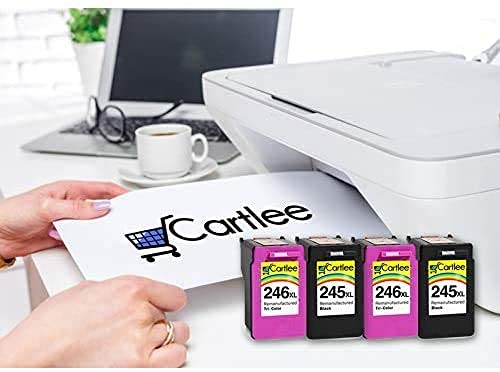 Cartlee 4 Remanufactured PG-245xl CL-246xl High Yield Ink Cartridges Replacement for iP2820 MG2420 MG2920 MG2922 MG2520 MG2924 MX492 Shows Ink Level
