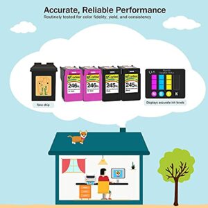Cartlee 4 Remanufactured PG-245xl CL-246xl High Yield Ink Cartridges Replacement for iP2820 MG2420 MG2920 MG2922 MG2520 MG2924 MX492 Shows Ink Level