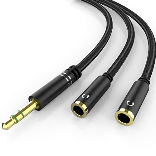 KOOPAO 3.5mm Headphone Jack Splitter, Headphone 3.5 mm Aux Audio Jack Splitter, Audio Sharing Y Cable, Equal Copy Audio from 1 Male Jack to 2 Female Port for Cellphone Laptop Friends Movie Kid Travel