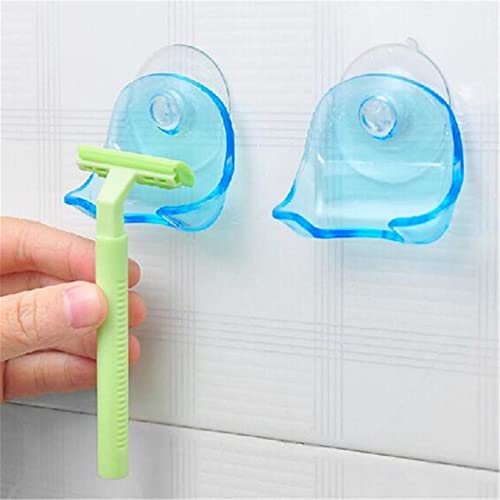 Meoliny Razor Holder Clear Hanging Suction Grips Plastic Rack Bathroom Shower Room Organizer Accessories,blue