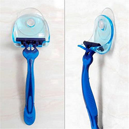 Meoliny Razor Holder Clear Hanging Suction Grips Plastic Rack Bathroom Shower Room Organizer Accessories,blue