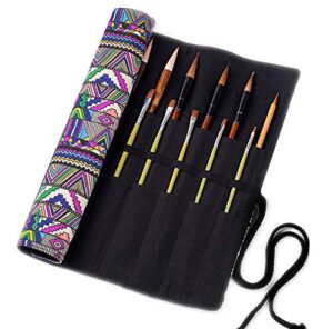 laventy boho roll up paint brush holder painting organization and storage artist canvas roll pouch bag makeup brushes case organizer without brushes