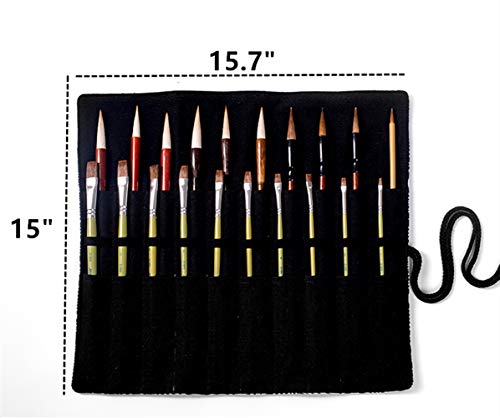 LaVenty Boho Roll Up Paint Brush Holder Painting Organization And Storage Artist Canvas Roll Pouch Bag Makeup Brushes Case Organizer Without Brushes