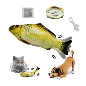 sunfatt floppy fish dog toy,dog fish toy,usb charging flopping fish,made of cotton and short plush,cat kicker toy can chew,reducing stress for dogs cats,catnip toys.