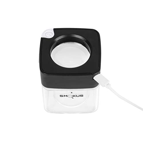 Smokus Focus Comet Infinity (Black) - Child Resistant Certified - Magnifying Lens LED Lights Airtight Seal