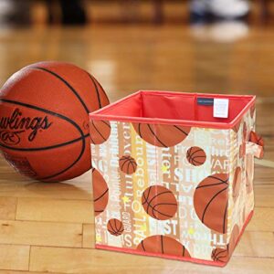 passion for basketball collection 11"x11"x11" storage cube (wooden background)