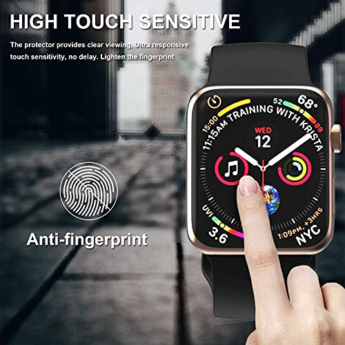 EWUONU [2 Pack Tempered Glass Screen Protector Compatible for Apple Watch Series 6/SE/5/4 44mm, 3D Full Coverage [Easy Installation Frame] Waterproof Bubble-Free HD Clear Film for iWatch 44mm