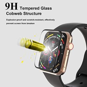 EWUONU [2 Pack Tempered Glass Screen Protector Compatible for Apple Watch Series 6/SE/5/4 44mm, 3D Full Coverage [Easy Installation Frame] Waterproof Bubble-Free HD Clear Film for iWatch 44mm