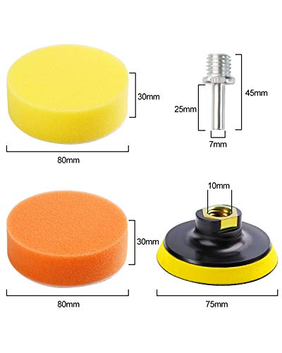 MIDO PROFESSIONAL ABRASIVE Buffing Pads For Drill 22PCS Foam Drill Buffing Kit Car Drill Polishing Kit for Car Sanding, Buffing, Waxing(18 Pads+2 Drill Adapters+2 Suction Cups)