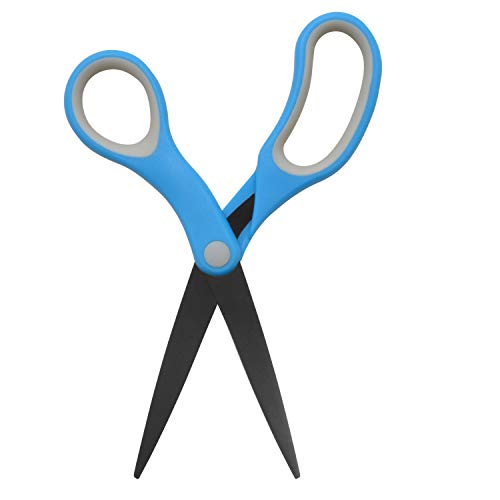 Westcott 55850 8-Inch Non-Stick Titanium Scissors For Office and Home, Blue/Gray, 2 Pack