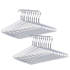 amber home heavy duty metal shirt coat hangers 30 pack, stainless steel clothes hanger with polished chrome, 17 inch silver metal wire hanger