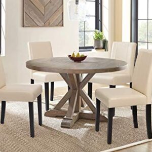 VICTONE Dining Chairs PU Leather Modern Urban Style Home Kitchen Armless Side Chair with Solid Wood Legs Living Room Chairs Set of 4 (Beige White)