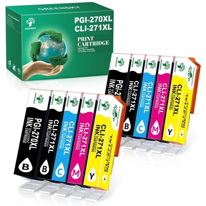 GREENSKY Compatible Ink Cartridge Replacement for Canon 270XL 271XL to use with PIXMA MG7720 MG6820 MG5720 TS9020 TS6020 MG6821 MG5722 Printer (2 PGBlack,2 Black,2 Cyan,2 Magenta,2 Yellow-10 Pack)